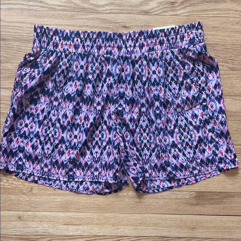 NEW Women's High Waisted Flowy Shorts - Vibrant Purple and Pink Pattern